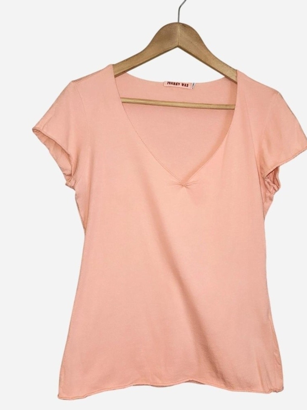 Johnny Was Peach V-Neck Short Sleeve Tee